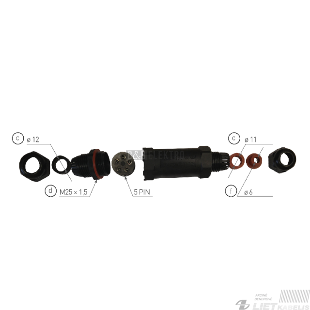 Jungtis išardoma GXSP003 5x2,5, IP68, GREENLUX 2 Jungtis išardoma GXSP003 5x2,5, IP68, GREENLUX 2