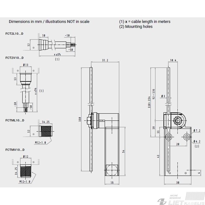Jungiklis galinis FCTML10Z11D 1NC/1NO M12 GG 1 Jungiklis galinis FCTML10Z11D 1NC/1NO M12 GG 1