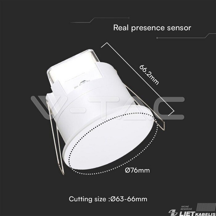 Judėsio ir būvio daviklis Upto 600W 360° įleidžiamas baltas IP65 V-TAC 2 Judėsio ir būvio daviklis Upto 600W 360° įleidžiamas baltas IP65 V-TAC 2