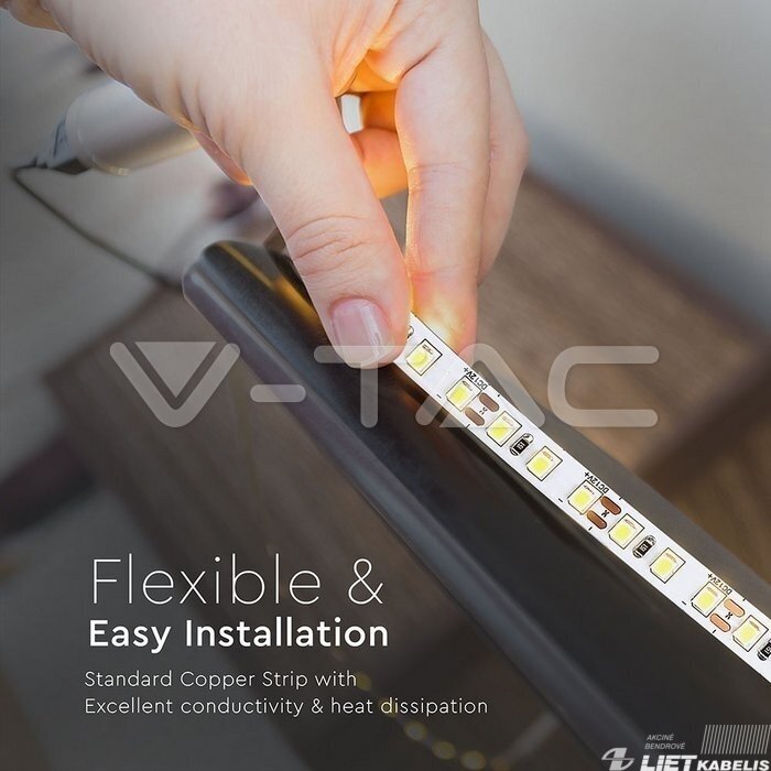 Juosta LED 11W/m, 3000K, 5050, IP20, V-TAC 1 Juosta LED 11W/m, 3000K, 5050, IP20, V-TAC 1