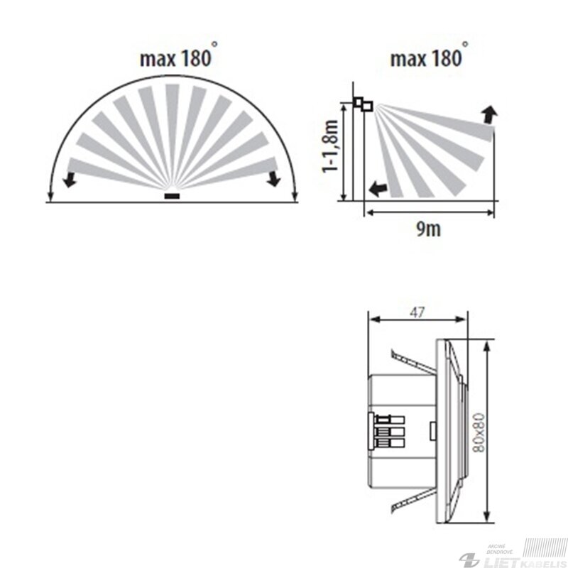 Judesio daviklis MERGE MW-L 180 °, IP20, Kanlux 2