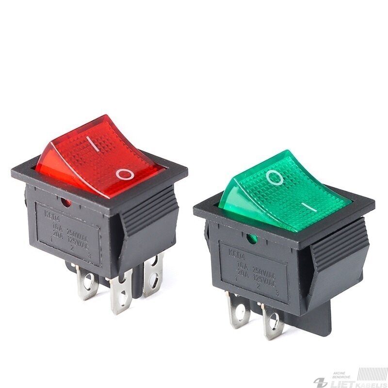 Jungiklis ON-OFF KF-DS-1/KCD4 16A, 250V, žalias hermetinis Jungiklis ON-OFF KF-DS-1/KCD4 16A, 250V, žalias hermetinis