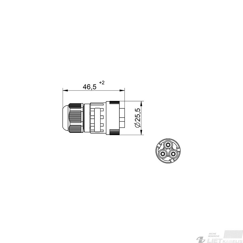 Jungtis kištukas (konektorius)WP3/M 3x0,5-2,5mm² IP68 TEKOX 1