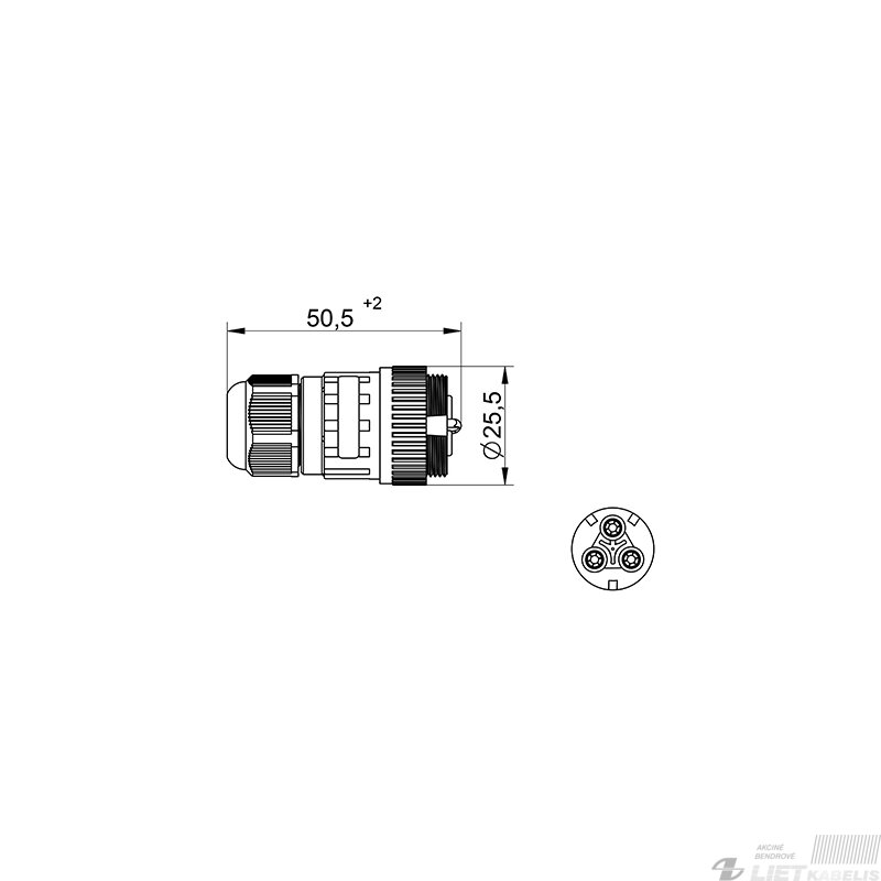 Jungtis lizdas (konektorius) WP3/H 3x0,5-2,5mm² IP68 TEKOX 2 Jungtis lizdas (konektorius) WP3/H 3x0,5-2,5mm² IP68 TEKOX 2