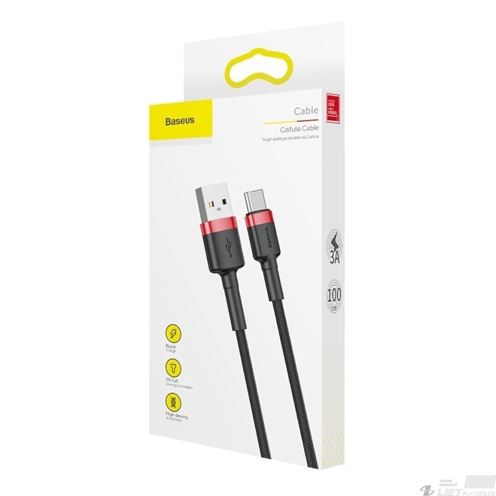 Kabelis USB2.0 A kištukas - IP Lightning kištukas 2.0m QC3.0 su nailoniniu šarvu Cafule pilkas/juodas BASEUS Kabelis USB2.0 A kištukas - IP Lightning kištukas 2.0m QC3.0 su nailoniniu šarvu Cafule pilkas/juodas BASEUS