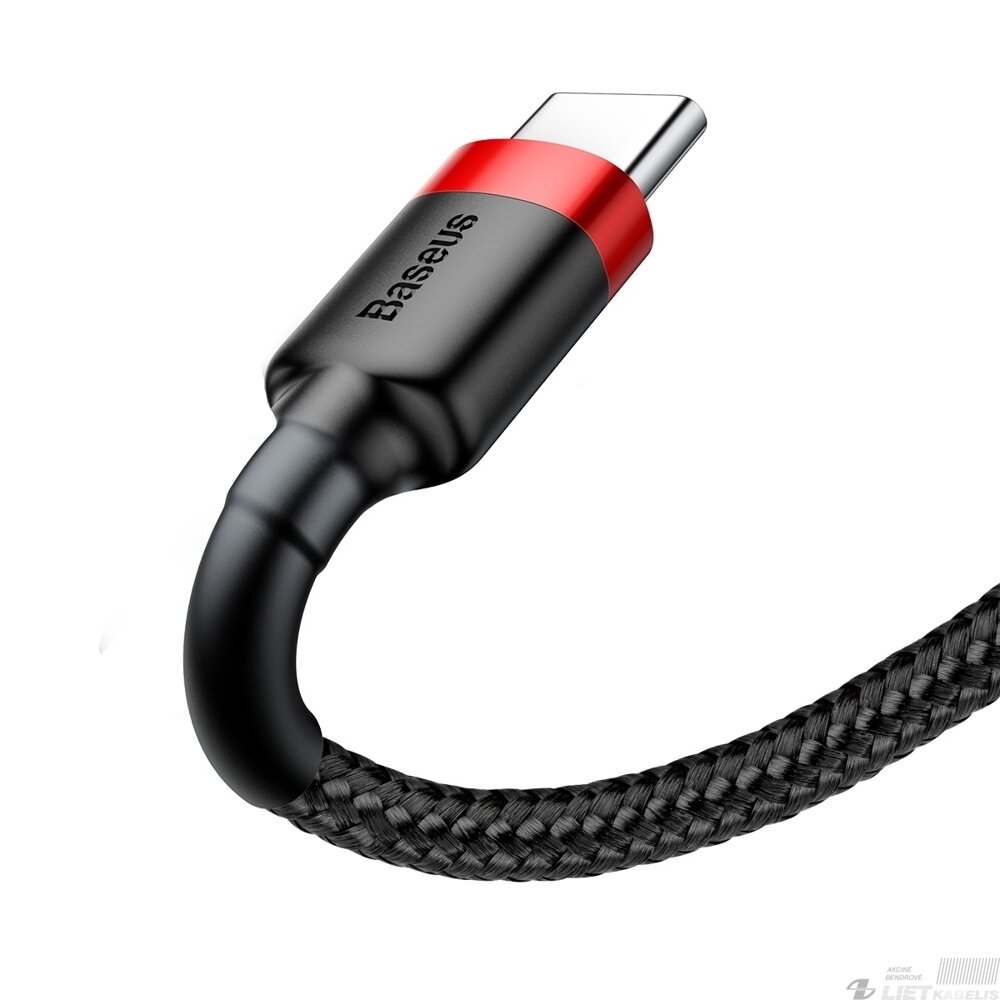 Kabelis USB2.0 A kištukas - USB C kištukas, 1.0m QC3.0 su nailoniniu šarvu raudonas/juodas BASEUS 1 Kabelis USB2.0 A kištukas - USB C kištukas, 1.0m QC3.0 su nailoniniu šarvu raudonas/juodas BASEUS 1