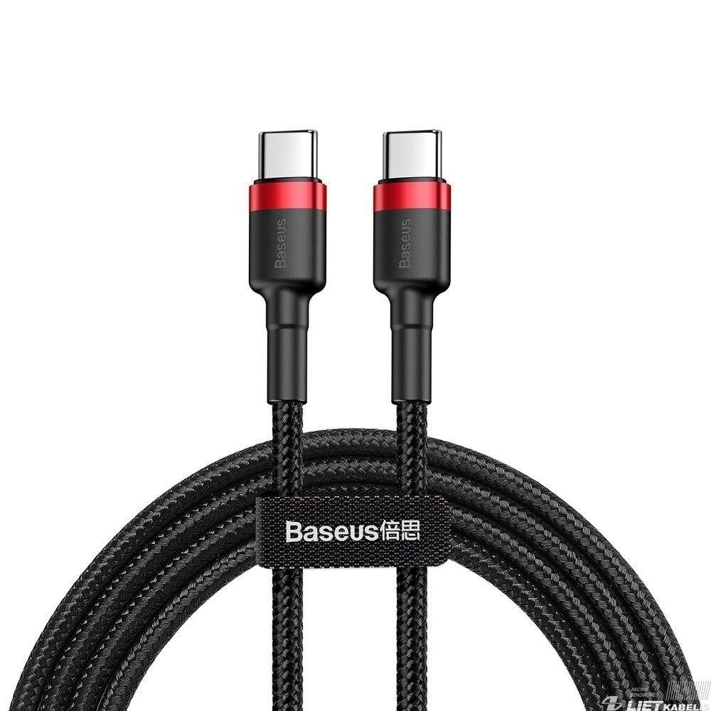 Kabelis USB2.0 C kištukas - USB C kištukas 1,0m nailoniniu su šarvu Cafule raudonas/juodas, Baseus Kabelis USB2.0 C kištukas - USB C kištukas 1,0m nailoniniu su šarvu Cafule raudonas/juodas, Baseus