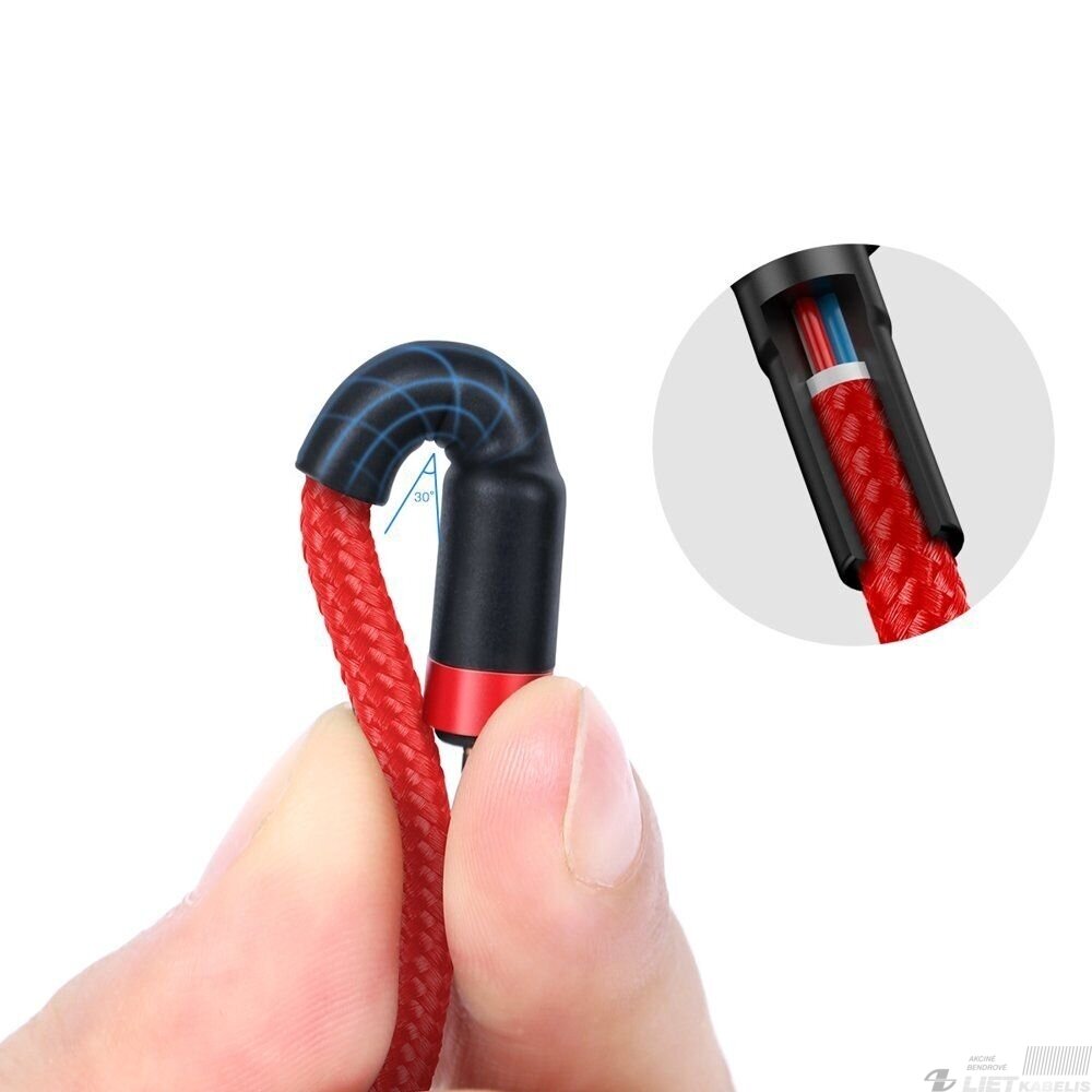Kabelis USB2.0 C kištukas - USB C kištukas 1,0m nailoniniu su šarvu Cafule raudonas/juodas, Baseus 1 Kabelis USB2.0 C kištukas - USB C kištukas 1,0m nailoniniu su šarvu Cafule raudonas/juodas, Baseus 1