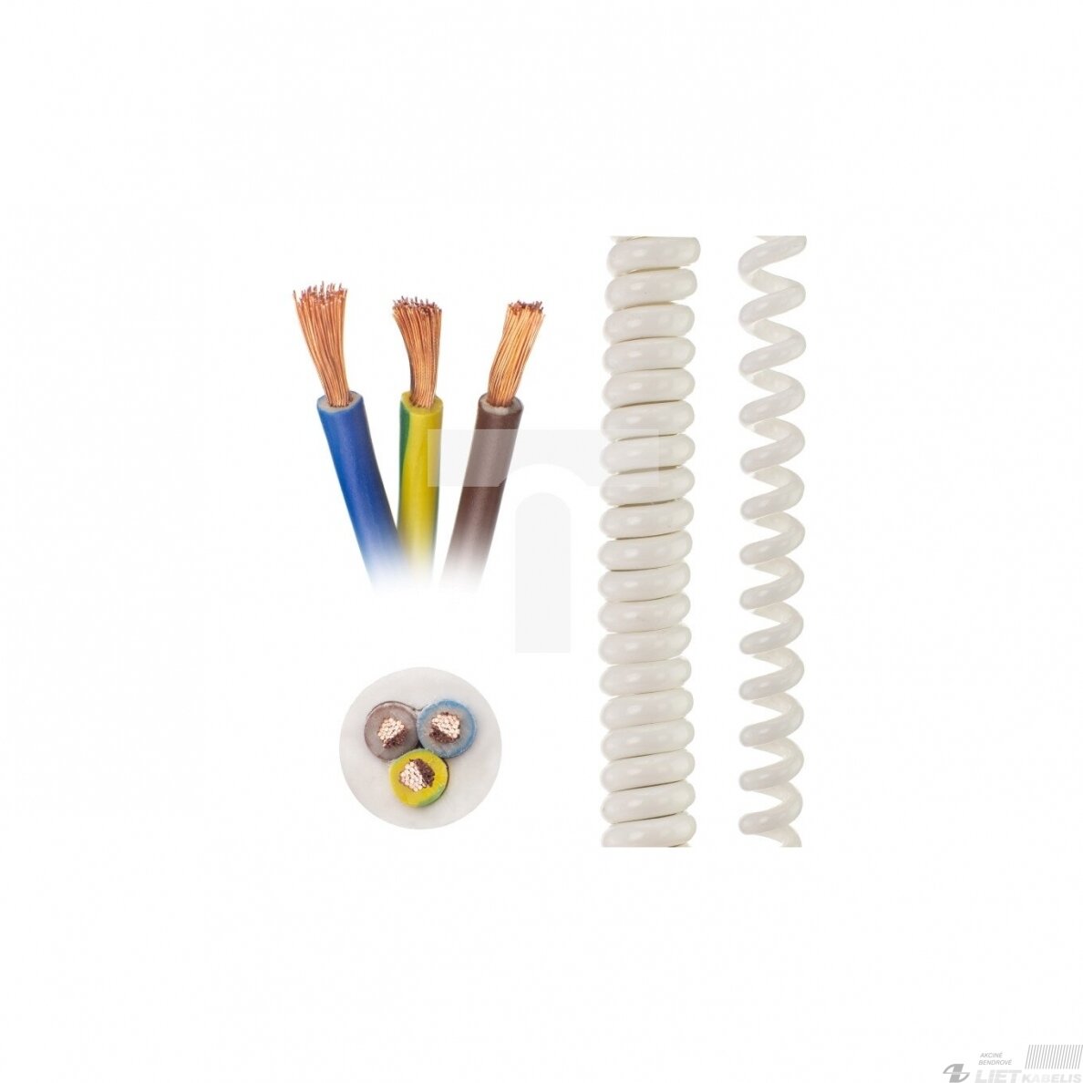 Kabelis spiralinis 3x1,5mm², baltas, 5m, F-ELEKTRO 1 Kabelis spiralinis 3x1,5mm², baltas, 5m, F-ELEKTRO 1