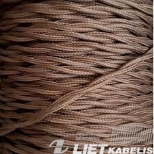 Kabelis 2x0,75mm² tekstilinis suktas, rudas Vintage 1