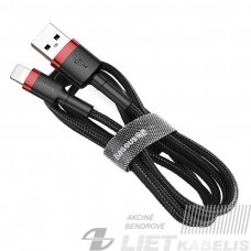 Kabelis USB2.0 A kištukas - IP Lightning kištukas 1.0m su QC3.0 nailoniniu šarvu Cafule raudonas/juodas BASEUS