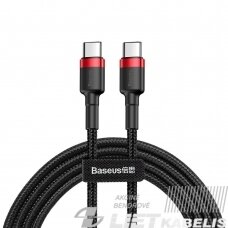 Kabelis USB2.0 C kištukas - USB C kištukas 1,0m  nailoniniu su šarvu Cafule raudonas/juodas, Baseus