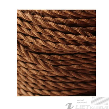 Kabelis 3x1,5 mm²,tekstilinis suktas, šviesiai rudas, Cognac, Vintage Kabelis 3x1,5 mm²,tekstilinis suktas, šviesiai rudas, Cognac, Vintage