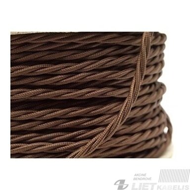 Kabelis 3x2,5 mm² tekstilinis suktas, rudas, Vintage Kabelis 3x2,5 mm² tekstilinis suktas, rudas, Vintage
