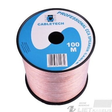 Kabelis garsiakalbiams CCA 2x1.5 skaidrus KAB0358