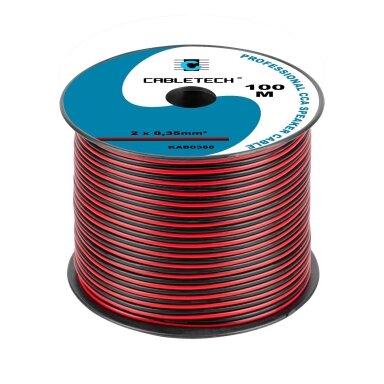 Kabelis garsiakalbiams KAB0388 2x0,35mm², juoda/raudonas, CABLETECH Kabelis garsiakalbiams KAB0388 2x0,35mm², juoda/raudonas, CABLETECH