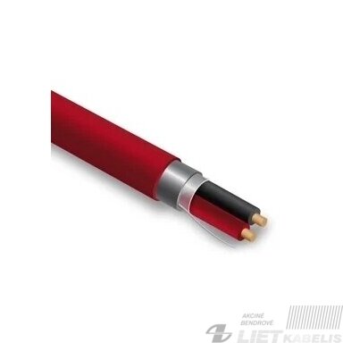 Priešgaisrinis signalizacijos kabelis PB-1x2x0,5mm raudonas, nedegegus, ekranuotas Priešgaisrinis signalizacijos kabelis PB-1x2x0,5mm raudonas, nedegegus, ekranuotas