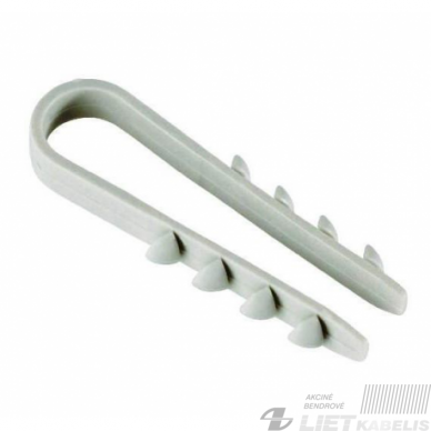 Kabelio laikiklis, kaištis, apkaba, įkalama, 3-13mm apvalus, Baltplast