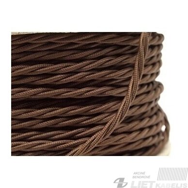 Kabelis 2x0,75mm² tekstilinis suktas, rudas Vintage Kabelis 2x0,75mm² tekstilinis suktas, rudas Vintage
