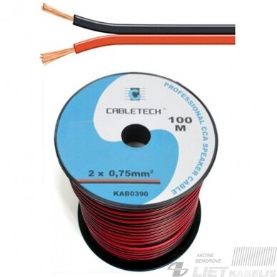 Kabelis garsiakalbiams CCA 2x0.75mm² J/R KAB0390, Cabletech Kabelis garsiakalbiams CCA 2x0.75mm² J/R KAB0390, Cabletech