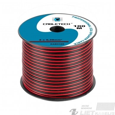 Kabelis garsiakalbiams KAB0388 2x0,35mm², juoda/raudonas, CABLETECH Kabelis garsiakalbiams KAB0388 2x0,35mm², juoda/raudonas, CABLETECH