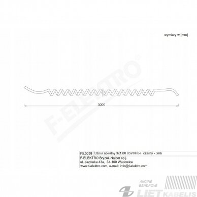 Kabelis lanstus spiralinis 05VVH8-F 3x1.0mm², baltas, 3m, F-ELEKTRO 1