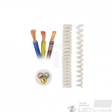Kabelis spiralinis 3x1,5mm², baltas, 5m, F-ELEKTRO 1 Kabelis spiralinis 3x1,5mm², baltas, 5m, F-ELEKTRO 1