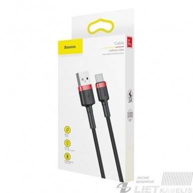Kabelis USB2.0 A kištukas - IP Lightning kištukas 2.0m QC3.0 su nailoniniu šarvu Cafule pilkas/juodas BASEUS Kabelis USB2.0 A kištukas - IP Lightning kištukas 2.0m QC3.0 su nailoniniu šarvu Cafule pilkas/juodas BASEUS