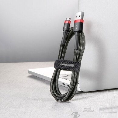 Kabelis USB2.0 A kištukas - micro USB kištukas 1.0m QC3.0 su nailoniniu šarvu Cafule raudonas/juodas BASEUS 2