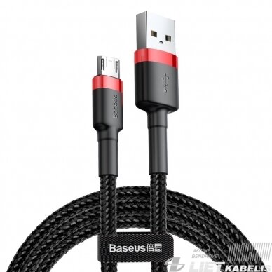 Kabelis USB2.0 A kištukas - micro USB kištukas 1.0m QC3.0 su nailoniniu šarvu Cafule raudonas/juodas BASEUS