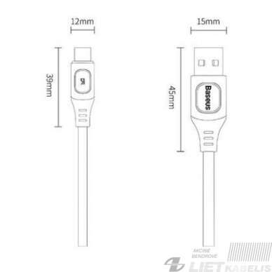 Kabelis USB2.0 A kištukas USB C kištukas 2,0m iki5A, BASEUS 3 Kabelis USB2.0 A kištukas USB C kištukas 2,0m iki5A, BASEUS 3
