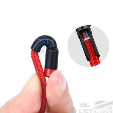 Kabelis USB2.0 C kištukas - USB C kištukas 1,0m  nailoniniu su šarvu Cafule raudonas/juodas, Baseus 1