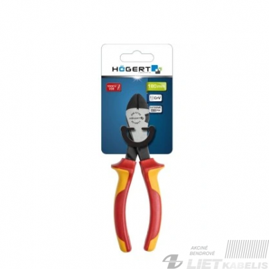 Kandiklinės replės, šoninio kandimo 180mm, 1000V, HOGERT Kandiklinės replės, šoninio kandimo 180mm, 1000V, HOGERT