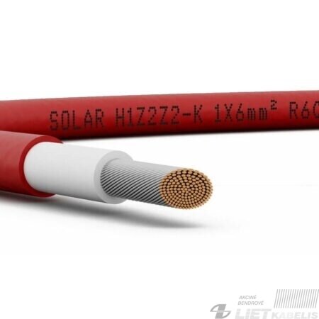 Kabelis H1Z2Z2-K 1x6 DC, 1kV saulės moduliams, behalogeninis, SOLAR, TTcables