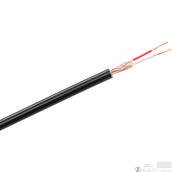 Kabelis OFC 2x0,25mm² mikrofoninis (LIYCY) juodas, TASKER