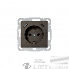 Kištukinis lizdas su įžeminimu 3,4A USB A+C, antracito spalva, Epsilon, Liregus