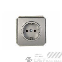 Kištukinis lizdas RP16-002-02 su įžeminimu, be rėmelio, metalo spalva Lx-200, Vilma