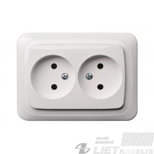 Kištukinis lizdas 2 vietų, potinkinis, baltas, Alfa, Liregus Kištukinis lizdas 2 vietų, potinkinis, baltas, Alfa, Liregus