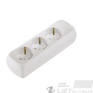 Kištukinis lizdas BL-G03  3 vietų su įžeminimu, BELLIGHT