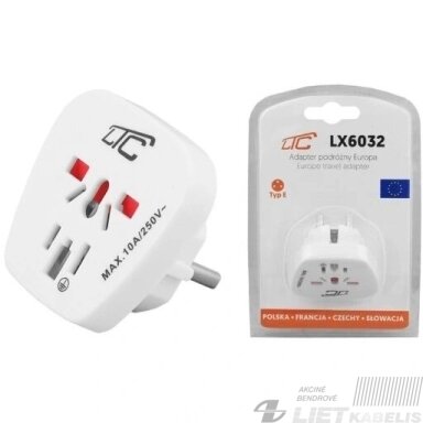Kištukas kelioninis LX6032 iš EU į UK rozėtei LTC Kištukas kelioninis LX6032 iš EU į UK rozėtei LTC