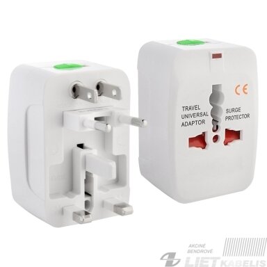 Kištukas kelioninis universalus  10A, 25V, LFI