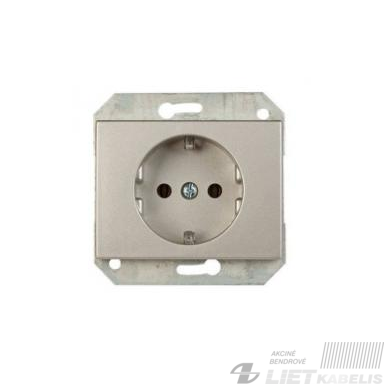 Kištukinis lizdas RP16-002-02 su įžeminimu be rėmelio, metalo spalva ,XP500, Vilma