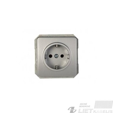 Kištukinis lizdas RP16-003-02 su įžeminimu, su dangteliu metalo sp., Lx-200, Vilma