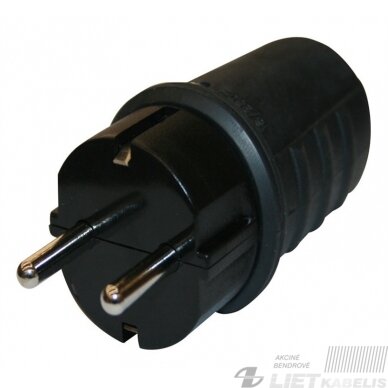 Kištukas 3P, 16A, 230V, IP44, juodas, guma, N&L Kištukas 3P, 16A, 230V, IP44, juodas, guma, N&L