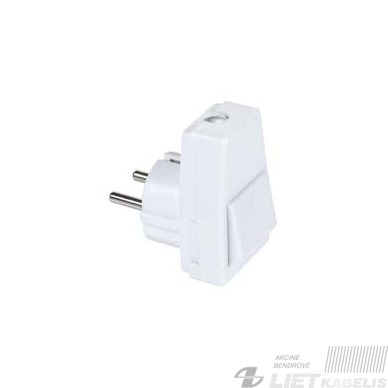 Kištukas URZ3064 su jungikliu, baltas, KEMOT Kištukas URZ3064 su jungikliu, baltas, KEMOT