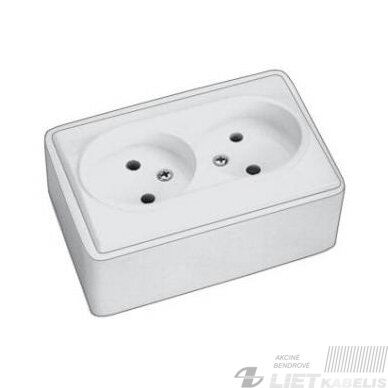 Kištukinis lizdas 2 vietų, RP16-020 virštinkinis, baltas, SL+250, Vilma