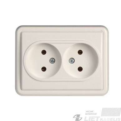 Kištukinis lizdas, 2 vietų, smėlio spalva, ST-150, Vilma Kištukinis lizdas, 2 vietų, smėlio spalva, ST-150, Vilma