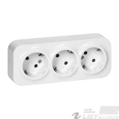 Kištukinis lizdas 3 vietų OR-OE-7209(GS) su įžeminimu baltas, IP20, ORNO Kištukinis lizdas 3 vietų OR-OE-7209(GS) su įžeminimu baltas, IP20, ORNO