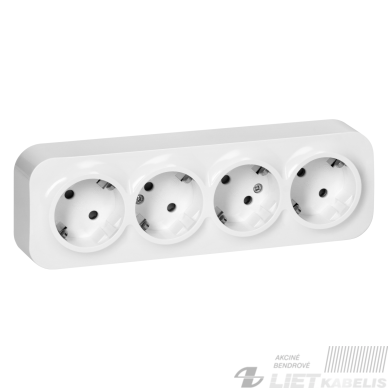 Kištukinis lizdas 4 vietų OR-OE-7210(GS) su įžeminimu baltas, IP20, ORNO Kištukinis lizdas 4 vietų OR-OE-7210(GS) su įžeminimu baltas, IP20, ORNO