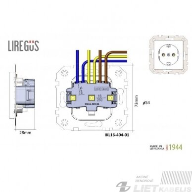 Kištukinis lizdas IKL 16-404-01 su įžeminimu be rėmelio, metalo spalva, Epsilon, Liregus 1 Kištukinis lizdas IKL 16-404-01 su įžeminimu be rėmelio, metalo spalva, Epsilon, Liregus 1